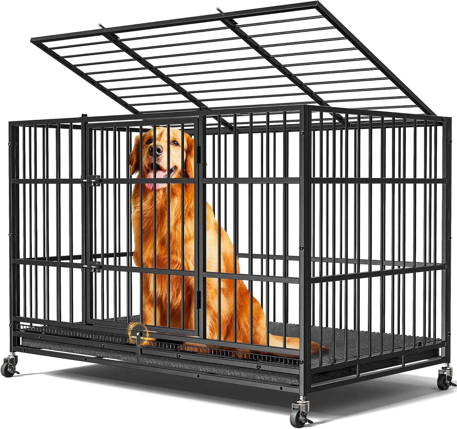 48"/38" Dog Crates For Large Dogs, Upgraded 4 Lockable Wheels, Removable Door, Dog Kennel Indoor, Max Load 300Lbs, Easy To Clean, Removable Tray, XL Dog Cage For Large And Medium Dogs 48"/38" Dog Crates for Large Dogs, Upgraded 4 Lockable Wheels, Removable Door, Dog Kennel Indoor, Max Load 300Lbs, Easy to Clean, Removable Tray, XL Dog Cage for Large and Medium Dogs