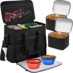 Dog Travel Bag, Airline Approved Tote Organizer, Travel Dog Backpack with Multi-Function Pockets for Dog Stuff & Pet Supplies Travel EssentialsBlack with Bowl(BLUE&RED)