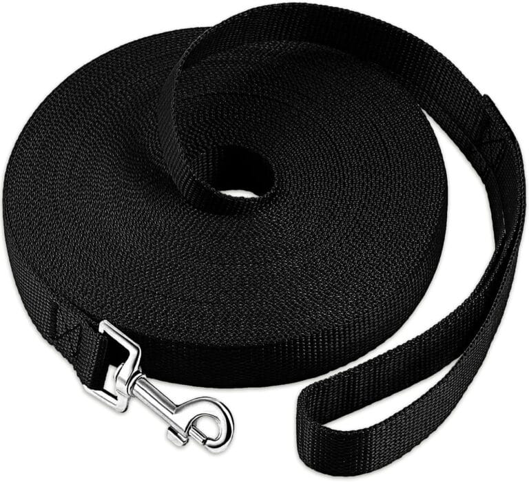 Training Dog Leash for Small Medium Dogs, Nylon Strong Durable Long Training Leash for Dog Obedience Recall Training Agility Lead to Play, Camp, or Backyard, Black, 20ft x 0.63 inch