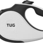 TUG 360 Tangle-Free Retractable Dog Leash | 16 ft Strong Nylon Tape | One-Handed Brake, Pause, Lock (Large, White)