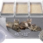 BurgeonNest 45"x32" Extra Large Cat Litter Mat, Honeycomb Double Layer Kitty Litter Trapping Mat, Urine Proof & Waterproof, Easy Clean, Machine Washable, Non-Slip, Scatter Control-Grey