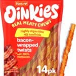 Hartz New Oinkies Bacon Wrapped Twists, Real Meaty Chews with 100% Real Bacon and No Beefhide, 14 Count