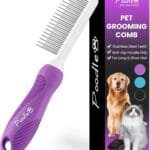 Poodle Pet Detangling Pet Comb with Long & Short Stainless Steel Teeth for Removing Matted Fur, Knots & Tangles  Detangler Tool Accessories for Safe & Gentle DIY Dog & Cat Grooming