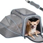 Petsfit Expandable Cat Carrier Dog Carriers,Airline Approved Soft-Sided Portable Pet Travel Washable Carrier for Kittens,Puppies,Removable Soft Plush mat and Pockets,Locking Safety Zippers