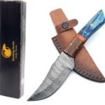 Custom Handmade Damascus Steel Hunting Knife  Fixed Blade Skinning Knives for Camping, Outdoor, Survival  Premium Damascus Blade with Sheath & Belt Loop  Tactical Bushcraft Hunting gear for Men