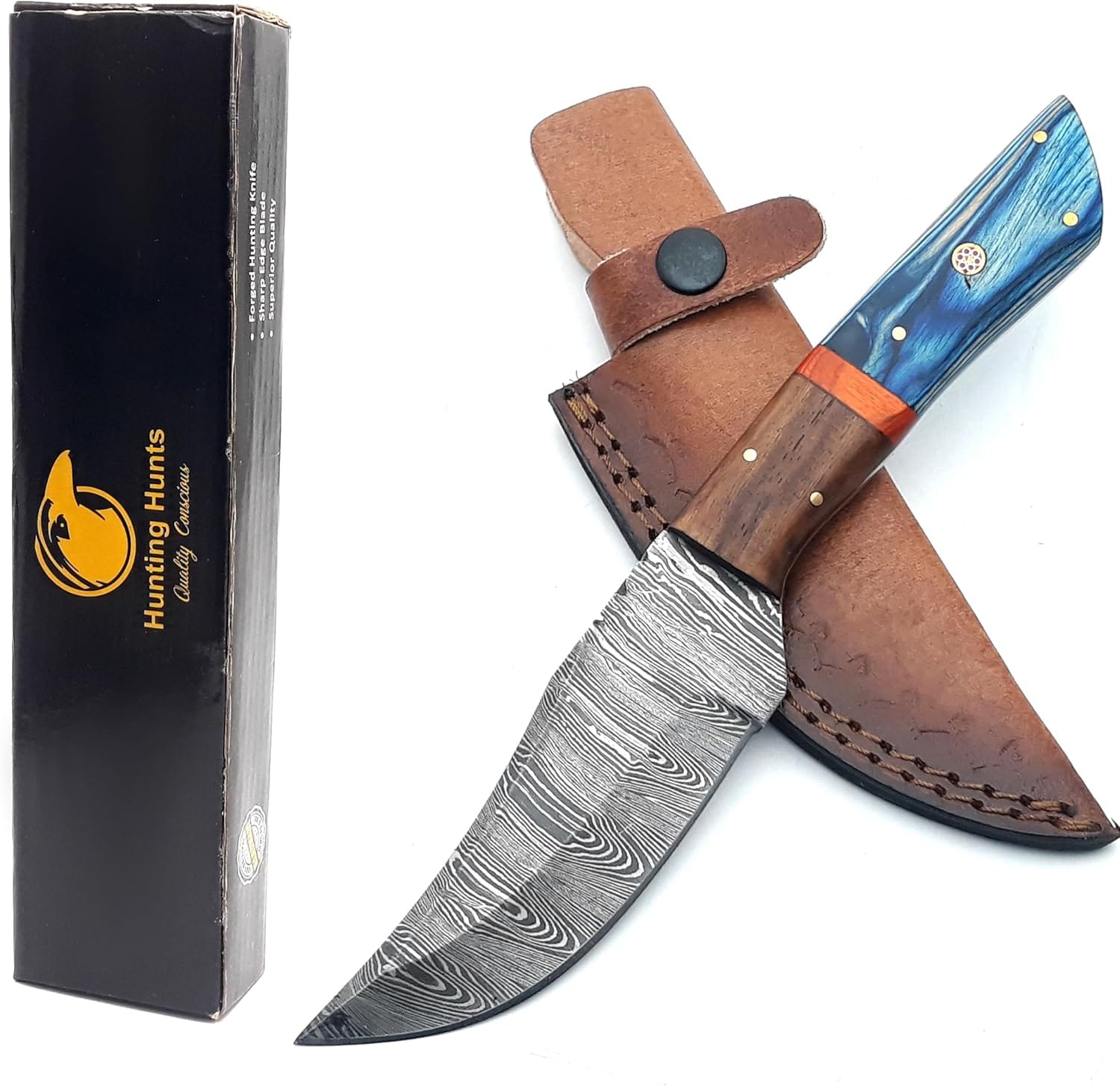 Custom Handmade Damascus Steel Hunting Knife Fixed Blade Skinning Knives For Camping, Outdoor, Survival Premium Damascus Blade With Sheath & Belt Loop Tactical Bushcraft Hunting Gear For Men Custom Handmade Damascus Steel Hunting Knife Fixed Blade Skinning Knives for Camping, Outdoor, Survival Premium Damascus Blade with Sheath & Belt Loop Tactical Bushcraft Hunting gear for Men