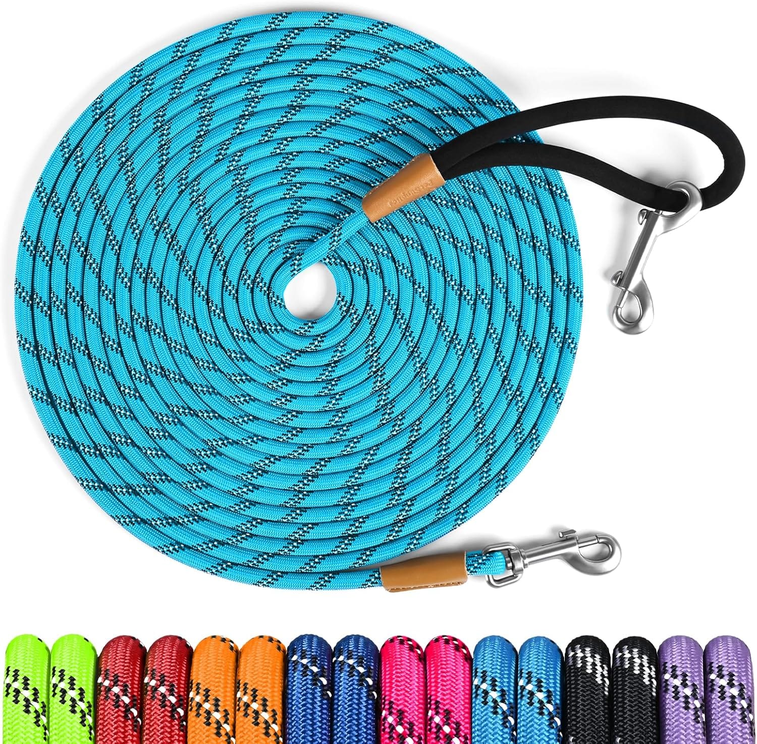 Lynxking Long Dog Leash Reflective 15ft 30ft 50ft Check Cord Training Lead Padded Handle Heavy Duty Rope For Puppy Small Medium Large Dogs (Light Blue, 30ft X 3/8inch) lynxking Long Dog Leash Reflective 15ft 30ft 50ft Check Cord Training Lead Padded Handle Heavy Duty Rope for Puppy Small Medium Large Dogs (Light Blue, 30ft x 3/8inch)