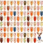 Sweetude 100 Pieces Fall Dog Bandanas Bulk,Thanksgiving Bandanas for Dogs Pumpkin Maple Leaves Pattern Puppy Triangle Scarf Bibs for Medium Small Pet Autumn Costume Accessories(25.6 x 17.7 x 17.7)