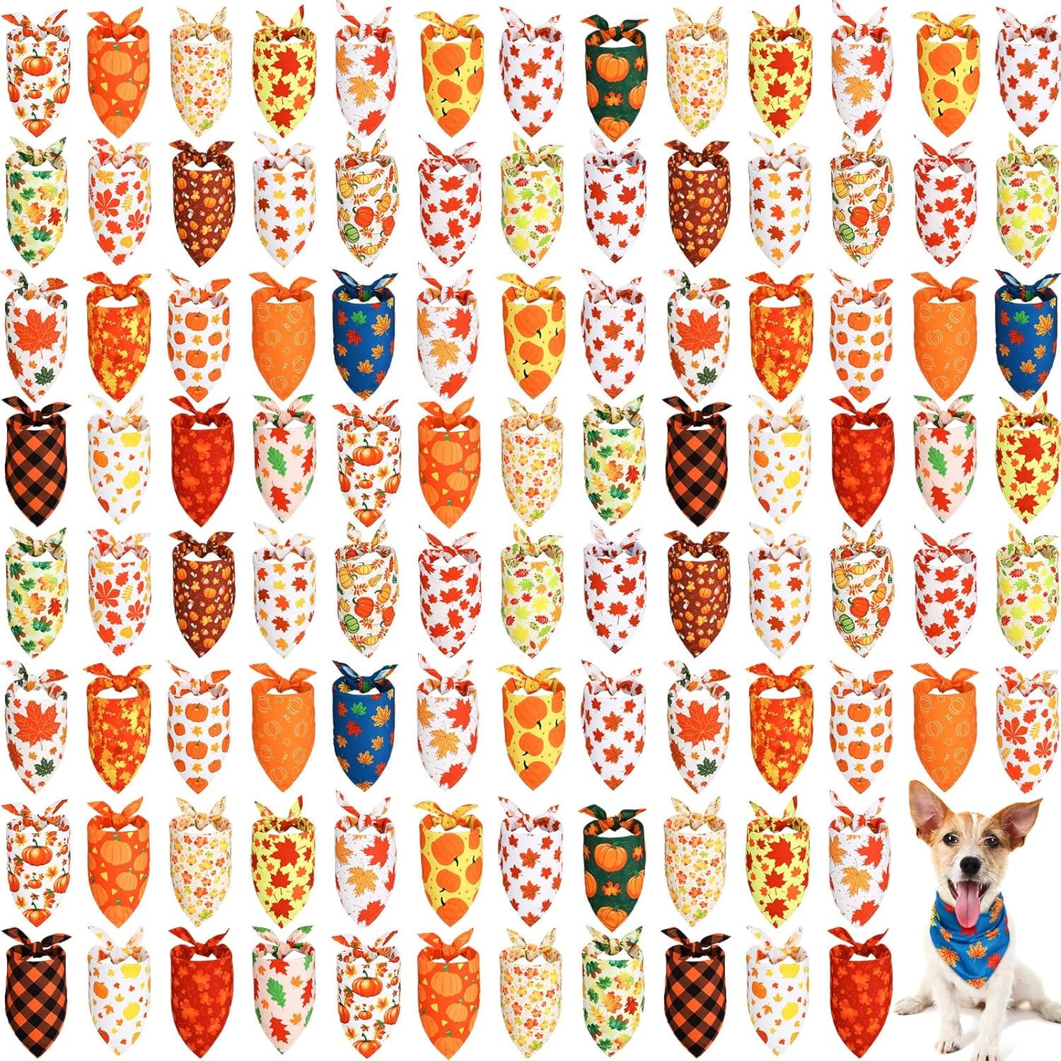Sweetude 100 Pieces Fall Dog Bandanas Bulk,Thanksgiving Bandanas For Dogs Pumpkin Maple Leaves Pattern Puppy Triangle Scarf Bibs For Medium Small Pet Autumn Costume Accessories(25.6 X 17.7 X 17.7) Sweetude 100 Pieces Fall Dog Bandanas Bulk,Thanksgiving Bandanas for Dogs Pumpkin Maple Leaves Pattern Puppy Triangle Scarf Bibs for Medium Small Pet Autumn Costume Accessories(25.6 x 17.7 x 17.7)