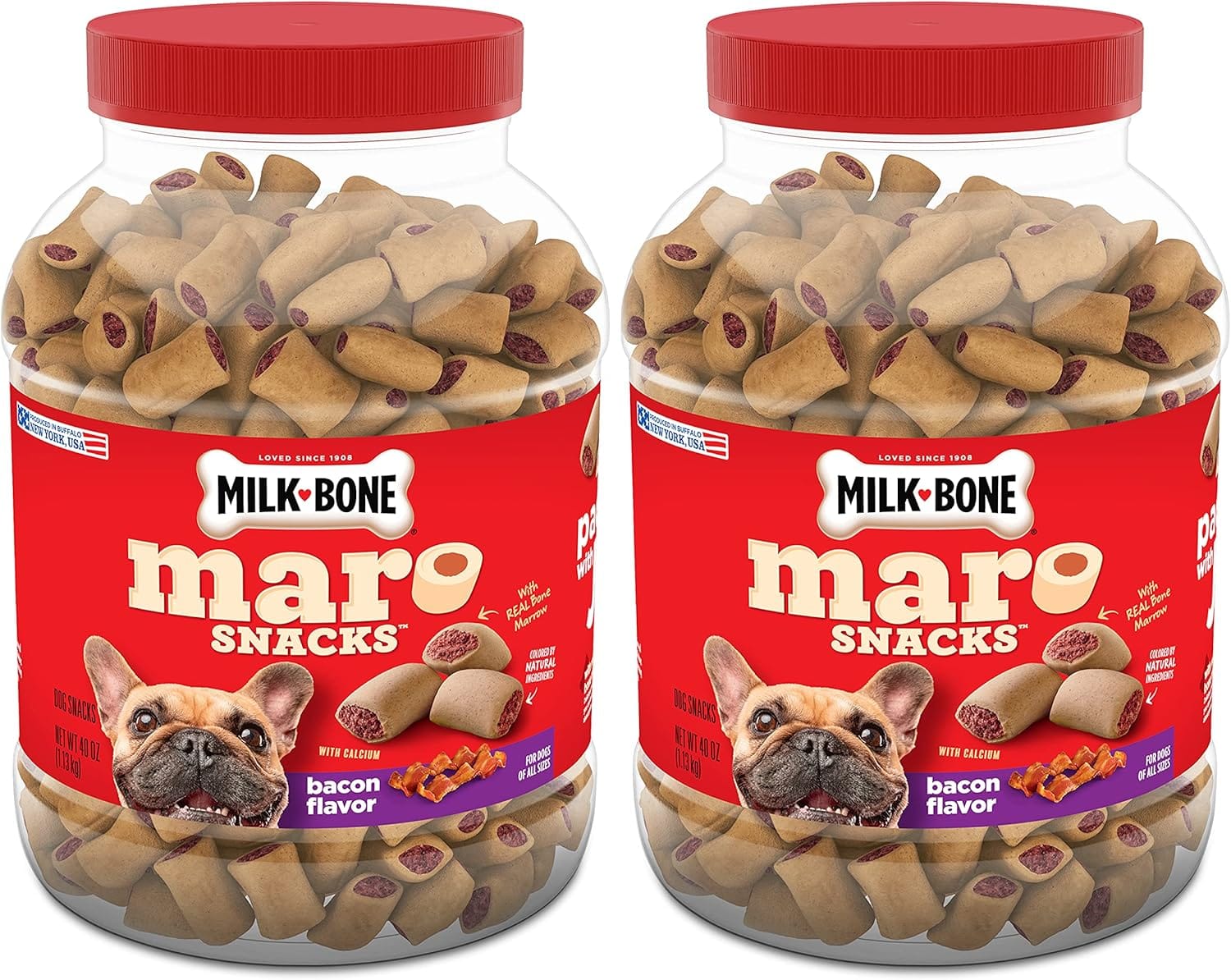 Milk Bone MaroSnacks Bacon Flavor Small Dog Treats With Bone Marrow, 40 Ounces (Pack Of 2) (Packaging Design May Vary) Milk-Bone MaroSnacks Bacon Flavor Small Dog Treats With Bone Marrow, 40 Ounces (Pack of 2) (Packaging Design May Vary)