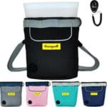 Dog Treat Pouch for Pet Walking and Training with Clicker 2 Cup Silicone Bag Small Fanny Pack Holder for Puppy Snack Dispenser Kit for Leash and Outdoor Use (Black)