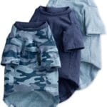 Multipack 100% Organic Cotton Dog Short Sleeve T-Shirt Pet Tees for All Breeds, Camo-Navy, Medium
