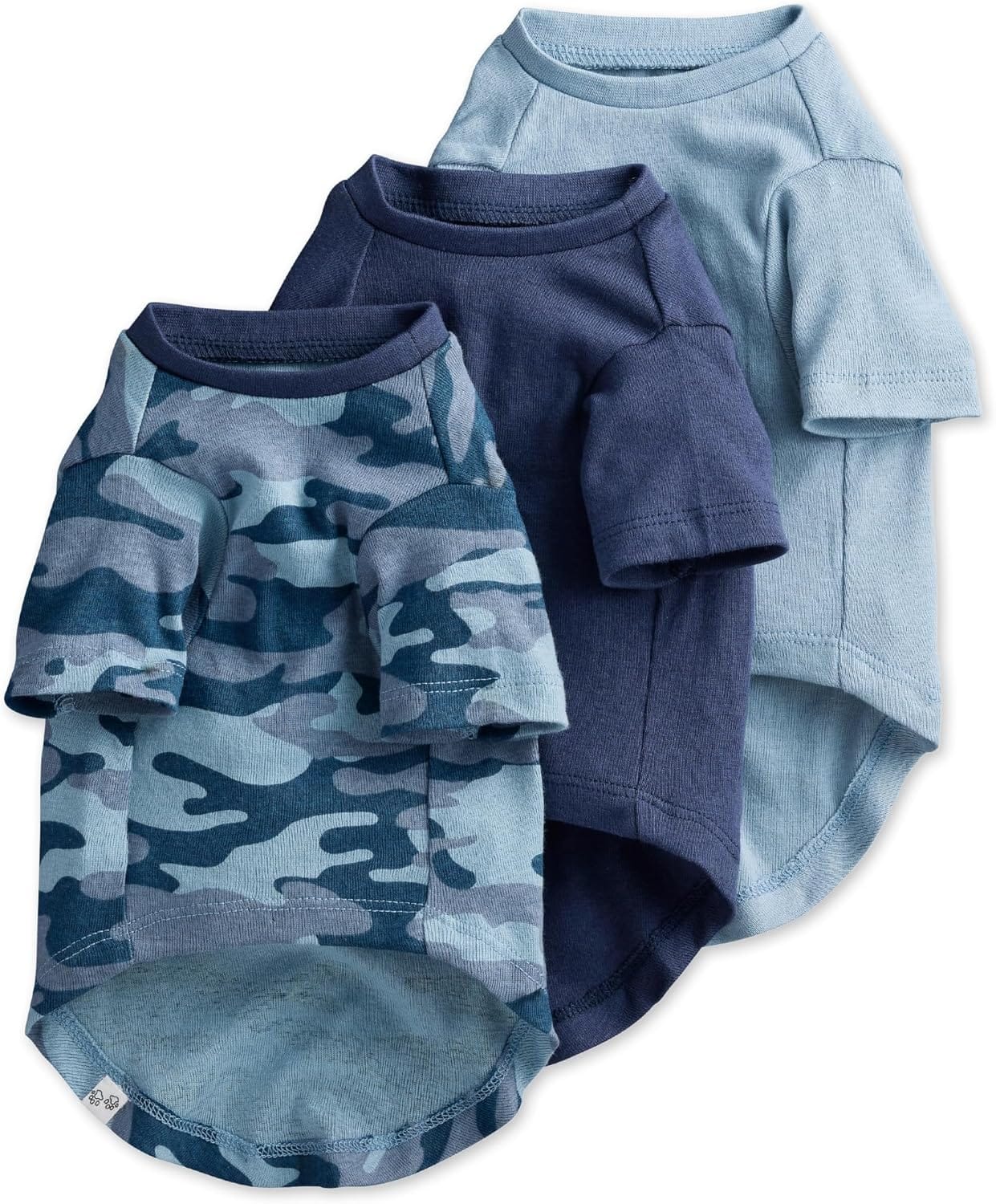 Multipack 100% Organic Cotton Dog Short Sleeve T Shirt Pet Tees For All Breeds, Camo Navy, Medium Multipack 100% Organic Cotton Dog Short Sleeve T-Shirt Pet Tees for All Breeds, Camo-Navy, Medium