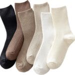 ACCFOD Womens Cute Crew Socks Casual Athletic Aesthetic Socks Neutral Cotton Socks for Women Granola Girls Clothes