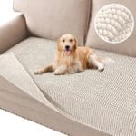 H.VERSAILTEX Plush Chenille Dog Bed Cover Thick Soft Sofa Cover for 3 Cushion Couch Anti Slip Couch Cover Furniture Protector for Dog, Pet, Cat (35" x 74", Ivory)
