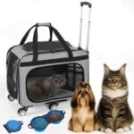 XL Cat & Small Dog Carrier | 25" L x 16" W x 17" H - up to 40 lbs - NOT TSA Compliant - Small Dogs or Large Cat Carrier with Wheels - Extending Handle, 360 Rotation Wheels & Extra Ventilation