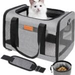 YUNIQUE Soft-Sided Cat & Dog Carrier for Pets Up to 15 Lbs, Airline Approved Collapsible Travel Puppy Carrier with Lightweight Fabric Design (Grey)