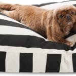 Majestic Pet Stripes Rectangle Medium Dog Bed Washable  Non Slip Comfy Pet Bed  Dog Crate Bed with Removable Washable Cover  Dog Kennel Bed for Sleeping, Polyester Fiber, Medium, Black