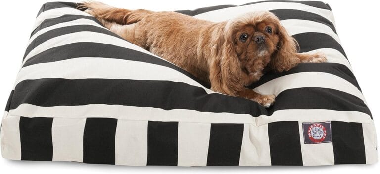 Majestic Pet Stripes Rectangle Medium Dog Bed Washable  Non Slip Comfy Pet Bed  Dog Crate Bed with Removable Washable Cover  Dog Kennel Bed for Sleeping, Polyester Fiber, Medium, Black