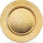 13 Inch Round Elegant Serve ware Charger Plates with Matching Napkin Rings, Wedding, Dinner party, Event - Choose from our Variety of Styles and Quantities (6, Cracked Gold)