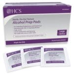 HCS Large Alcohol Prep Pads - 70% Isopropyl Alcohol Wipes, Individually Wrapped - 2 ply, Textured, Sterile Skin Prep Swabs (100/Box)