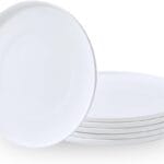 AntoKueh White Salad Plates Set of 6, 8.3 Inch Fine Bone China Small Dishes with Shallow Edge for Dessert, Appetizer, Steak, Dishwasher/Microwave safe
