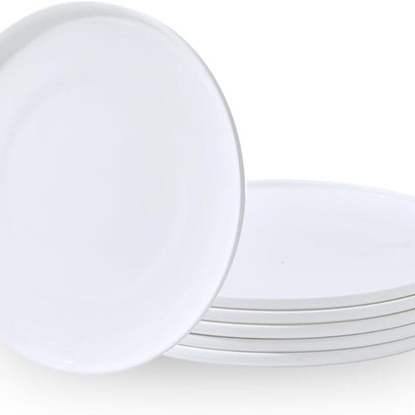 AntoKueh White Salad Plates Set of 6, 8.3 Inch Fine Bone China Small Dishes with Shallow Edge for Dessert, Appetizer, Steak, Dishwasher/Microwave safe