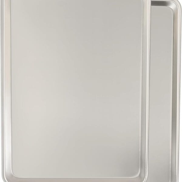 Commercial Quality Baking Sheet Pan Set, Natural Aluminum Cookie Sheet, Umite Chef Warp Resistant Baker's Half Sheet Pan, Large Thick Cookie Tray Pans for Baking, Roasting(2 Pack, 18X13In)