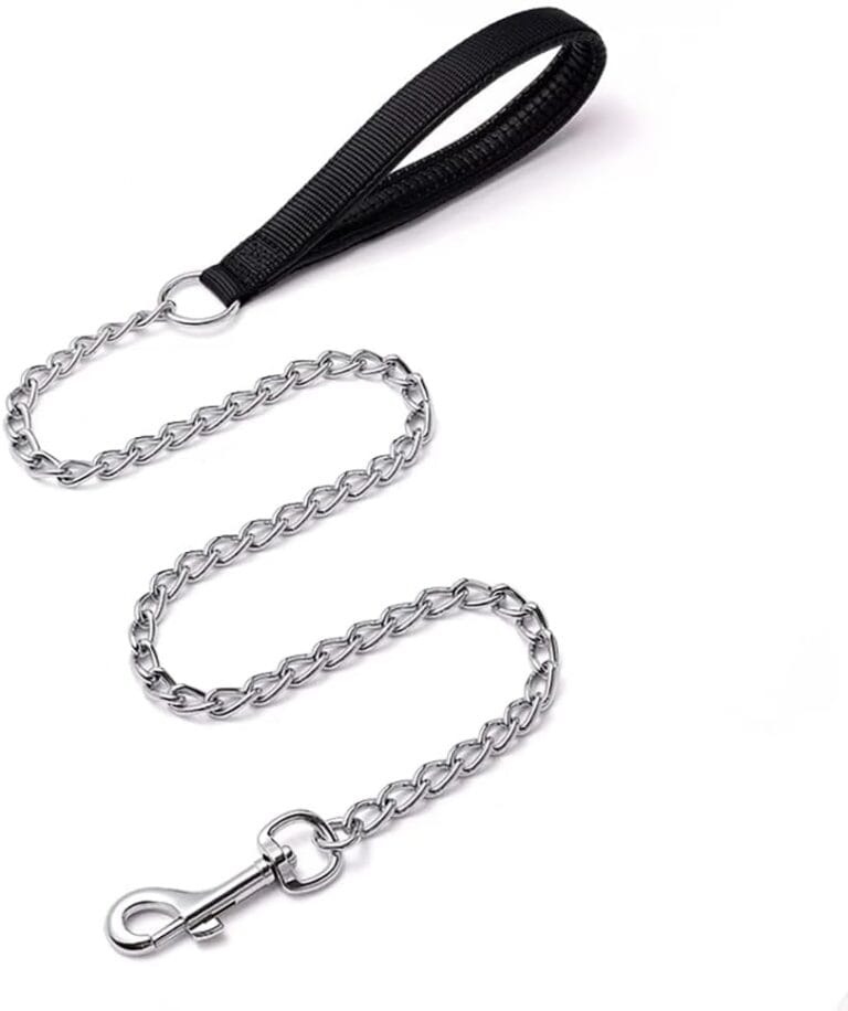Chain Dog Leash with Padded Handle, Durable Chew Proof for Medium and Large Dogs (4 ft x 3.0 mm)