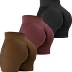 VVX 3 Piece Workout Shorts Womens Seamless High Waist Butt Lifting Scrunch Yoga Gym Shorts