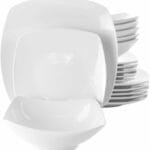 Elama White Porcelain Dish Dinnerware Set, 18 Piece, Newman