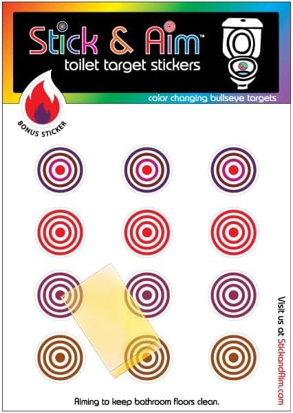 Color Change Bullseye Toilet Target Stickers with Applicator Tool for Potty Training & Toilet Training. Color Changing When Wee Hits The Target, Then Returns to Normal When Toilet is Flushed.