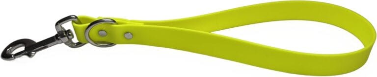 Odyssey Leash Co. Traffic Lead 14in Long, 1,000lb Strength, Stainless Steel Hardware, Hand Assembled in The US, 8 Colors (Neon Yellow)
