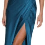 2025 Summer Satin Halter Neck Backless Slit Midi Dresses Elegant Cowl Back Ruched Wedding Guest Maxi Dress for Women