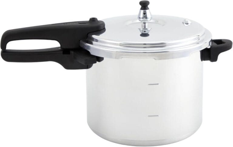 IMUSA 7 Quart Stovetop Aluminum Presure Cooker with safety valves for risk-free opening