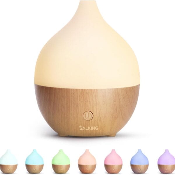 SALKING Essential Oil Diffuser, 100ml Small Aromatherapy Diffuser with Auto Shut-Off Function, Ultrasonic Diffusers for Essential Oils, Cool Mist Humidifier with Warm White Lights, for Office Home