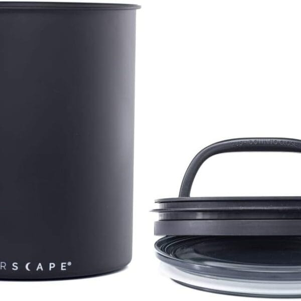 AirScape Planetary Design Kilo Coffee Storage Canister - US Patented Inner Plunger Lid Removes Excess Oxygen - DON'T buy airtight, BUY AIR-LESS - Holds 2.2 lbs Coffee Beans - (Matte Black)