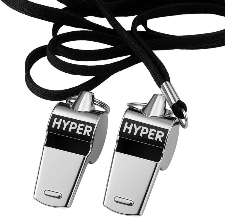 HyperSteel Stainless Steel Sports Whistles (2 Pack) with Lanyards - Super Loud - Durable - Clear Sound - Ideal for Coaching, Referee, Survival, Emergency, Dog Training, Boating, Hunting.