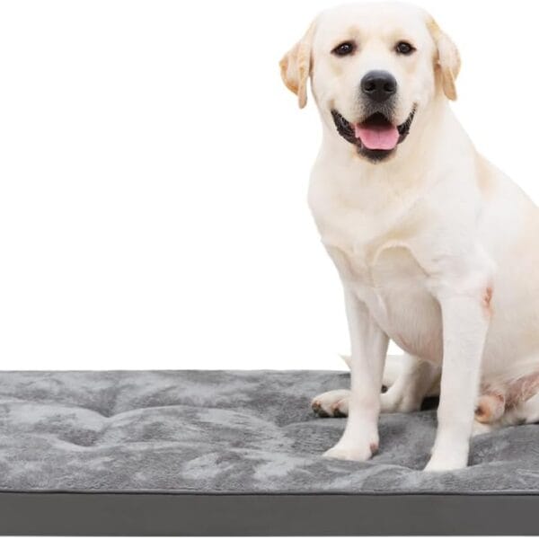 Dog Bed for Crate Washable Plush Dog Bed Kennel Pad Pet Sleeping Mat with Anti-Slip Bottom,41x27 Inch, Grey