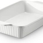DOWAN Casserole Dish, 9x13 Ceramic Baking Dish, Large Lasagna Pan Deep for Oven, 4.2 Quarts Baking Pan with Handles, Oven Safe and Durable Bakeware for Lasagna, Home Decor, Wedding Gift, Soft White