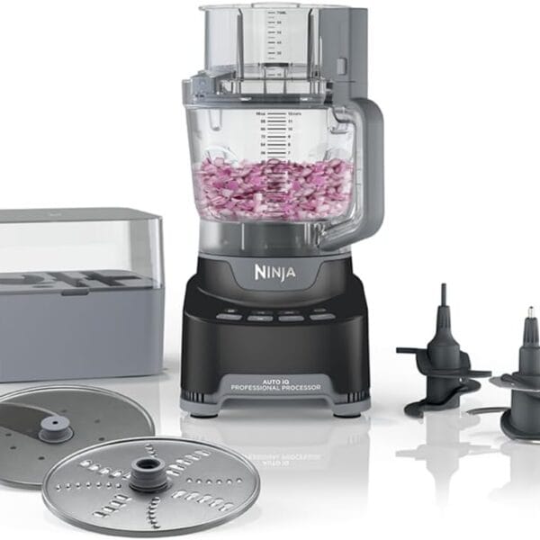 Ninja NF705BRN Professional XL Food Processor, Storage Box, 1200 Peak-Watts, 4-in-1, Chopping, Slicing/Shredding, Purees, Dough, 12-Cup Processor Bowl, 2 Blades & 2 Discs, Feed Chute/Pusher, Black