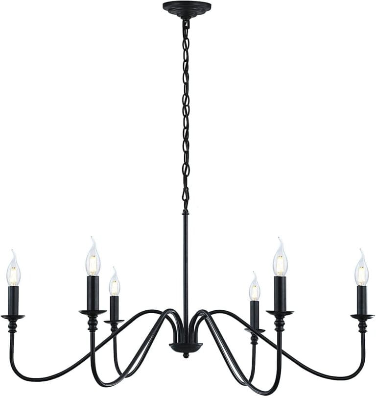 Black Chandelier,6-Light Rustic Industrial Iron Chandeliers for Dining Room Lighting Fixtures Hanging,Candle Hanging Hallway, Living Room, Foyer, Bedroom, Office, Bar,Island Lights