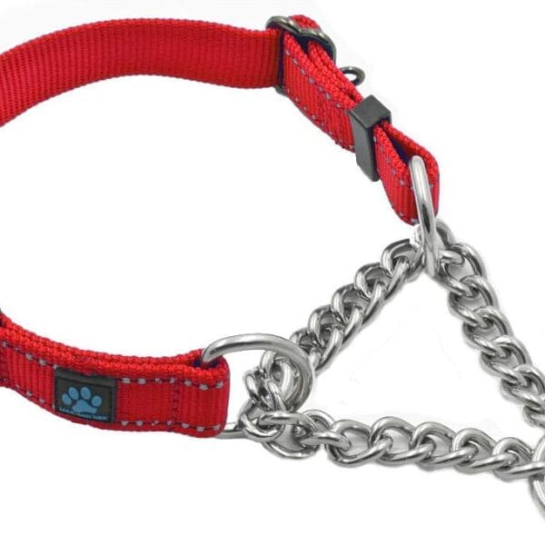 Max and Neo Stainless Steel Chain Martingale Collar - We Donate to a Dog Rescue for Every Collar Sold (Medium, RED)