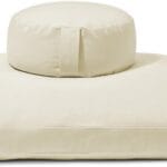 Meditation Cushion Set by renoo - Durable Comfortable Organic Cotton, Linen, Hemp - Modern Zafu Zabuton - Buckwheat Kapok Filled Floor Pillow Yoga Bolster in 15 Colors Washable Cover