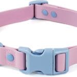 Wolfone Waterproof Dog Collar with Quick Release Buckle， Cute Adjustable Collar for Dogs Comfort Sturdy Durable Odor Proof Easy Care（Sweet Lilac 37.5-55cm）