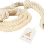 Premium Cotton Rope Leash for Medium & Large Dogs  5 ft Handcrafted, Strong, Stylish & Durable with 360 Swivel Heavy-Duty Clip  Perfect for Everyday Walks, Training & Weddings - Cream