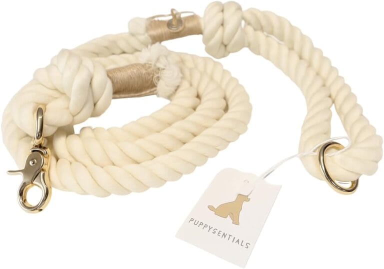 Premium Cotton Rope Leash for Medium & Large Dogs  5 ft Handcrafted, Strong, Stylish & Durable with 360 Swivel Heavy-Duty Clip  Perfect for Everyday Walks, Training & Weddings - Cream