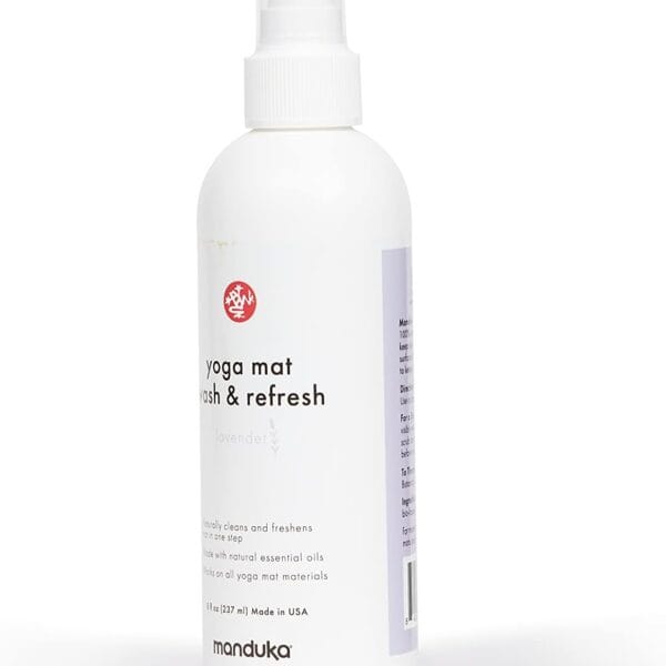 Manduka Yoga Mat Wash and Refresh  100% Natural Essential Oil Yoga Mat Cleaning Spray, Fitness Equipment and Gym Accessories Cleaner, Non-irritating, Pet Friendly - Lavender Scent, 8 oz