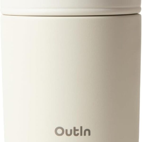 OutIn Travel Tumbler, Outdoor Insulated Coffee Tumbler with Leak-Proof Flip Lid, 12 oz Stainless Steel Mug for Hot & Cold Drinks Sand White