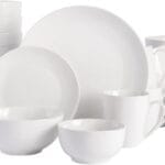 Gibson Home Zen Buffet Porcelain Dinnerware Set, Service for 6 (30pcs), White (Coupe)